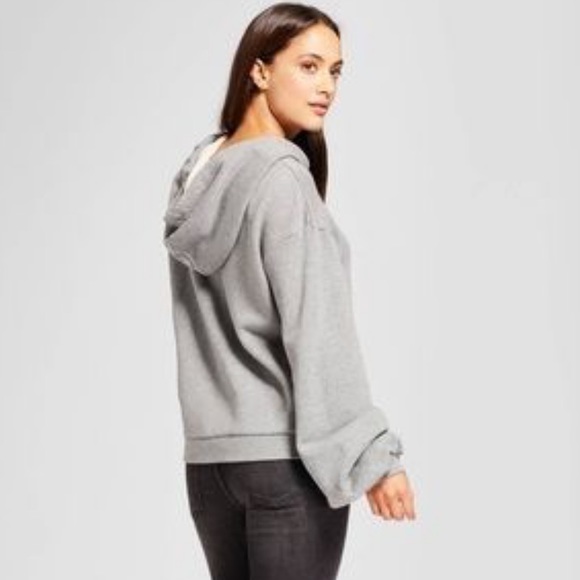 A New Day Lite Grey Relaxed Ruched Slouchy Arm Hoodie - Picture 2 of 5